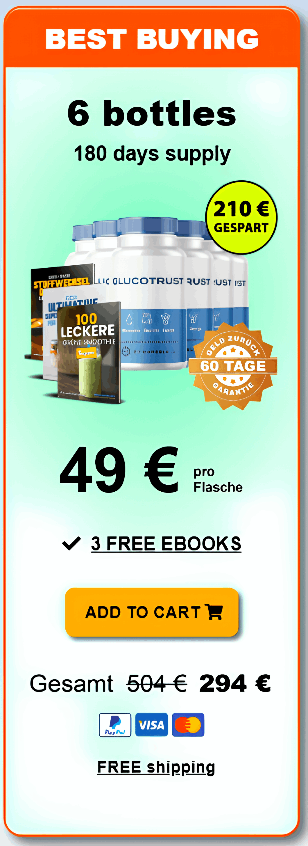 GlucoTrust 6 bottle supply – best value long-term blood sugar and wellness support