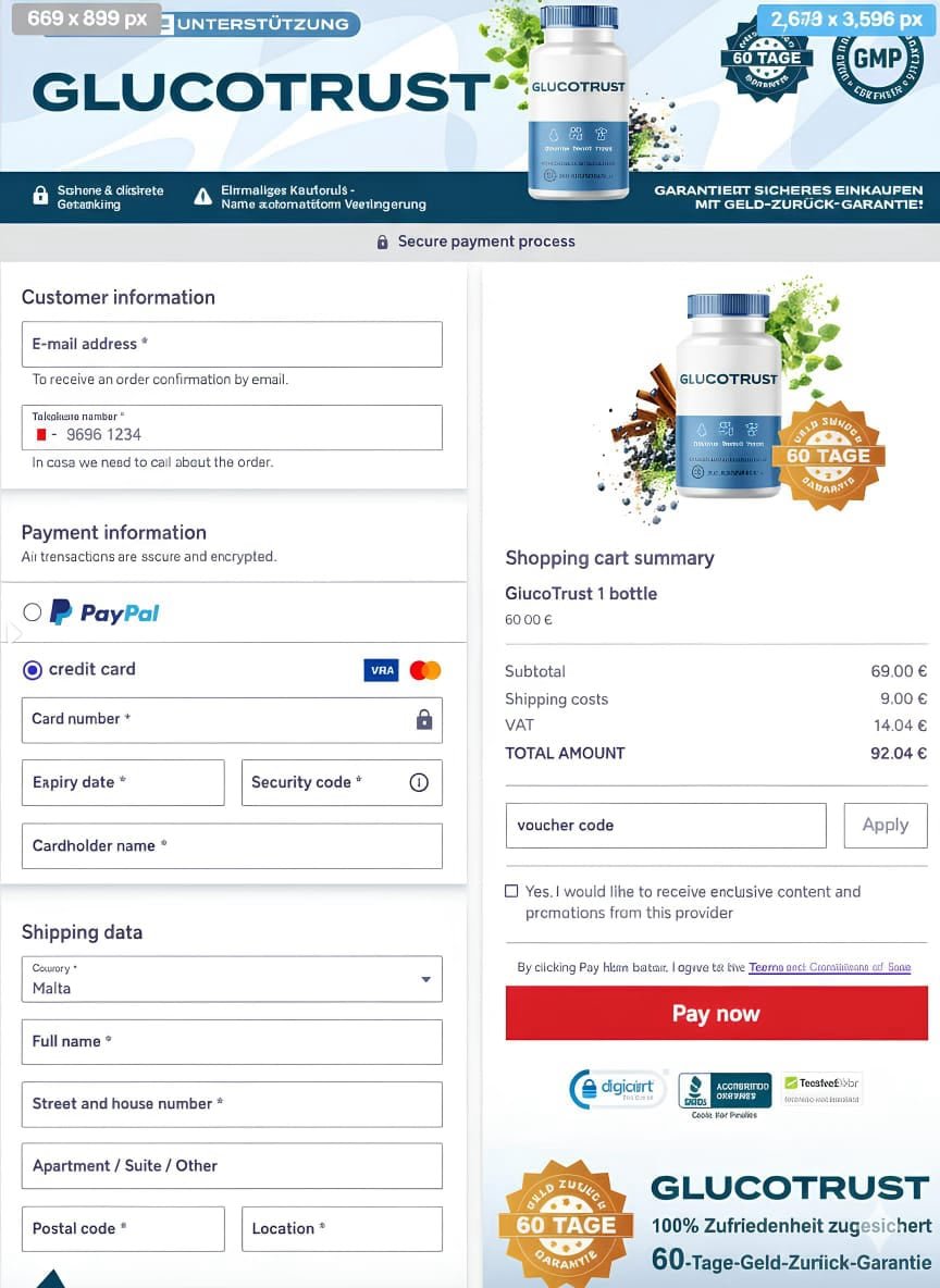 GlucoTrust Checkout page